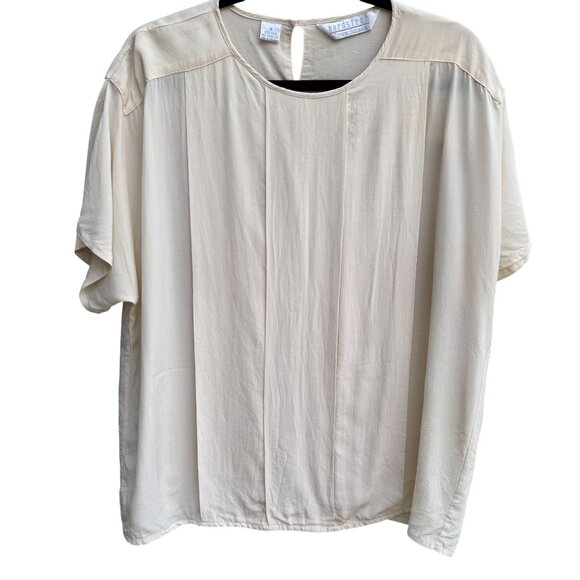 Nordstrom Town Square Vintage Silk Ivory Womens Blouse Short Sleeve Blouse 18 - Picture 1 of 10